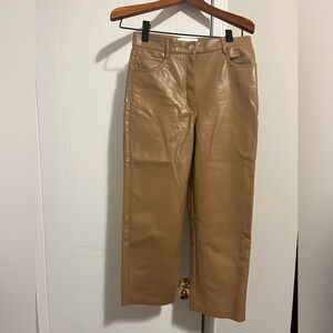 Aritzia Wilfred Melina light tan vegan leather cropped pants